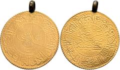 Early Medieval & Islamic ISLAMIC, Ottoman Empire. 'Abd al-Hamid II, AH 1293-1327 / AD 1876-1909. 100 Kurush (Gold, 34 mm, 6.89 g, 12 h), Qustantiniya, AH 1293 = AD 1876 / RY 32 = AH 1324. Pere 979. Su