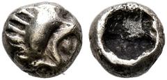 Greek KINGS OF LYDIA. Alyattes, circa 610-560 BC. 1/96 Stater (Electrum, 4 mm, 0.11 g). Head of roaring lion to right. Rev. Incuse square punch. CNG E-Auction 149 (2006), 74. GRPC Lydia G32. Roma E-Sa