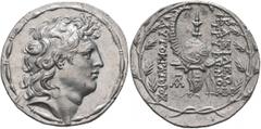 Greek SELEUKID KINGS OF SYRIA. Tryphon, circa 142-138 BC. Tetradrachm (Silver, 33 mm, 16.70 g, 1 h), Antiochia on the Orontes. Diademed head of Tryphon to right. Rev. BAΣIΛEΩΣ / TPYΦΩNOΣ - AYTOKPATOPO
