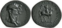 Roman Provincial LYDIA. Mostene. Claudius, with Agrippina Junior, 41-54. Assarion (Bronze, 21 mm, 5.59 g, 12 h), Pedianus, magistrate, 50-54. ΤΙ ΚΛΑΥΔΙΟΝ ΚΑΙϹΑΡΑ ΘЄΑΝ ΑΓΡΙΠΠΙΝΑΝ Jugate heads of Claudi