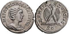 Roman Provincial SYRIA, Seleucis and Pieria. Antioch. Otacilia Severa, Augusta, 244-249. Tetradrachm (Billon, 26 mm, 10.62 g, 12 h), 244. MAP ΩTAKIΛ CЄOYHPAN CЄB Draped bust of Otacilia Severa set to 