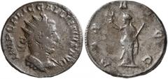 Roman Imperial Gallienus, 253-268. Antoninianus (Silver, 21 mm, 3.80 g, 12 h), Rome, 253-254. IMP C P LIC GALLIENVS AVG Radiate and cuirassed bust of Gallienus to right. Rev. PAX AVGG Pax standing fro