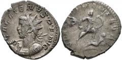 Roman Imperial Gallienus, 253-268. Antoninianus (Silver, 22 mm, 3.27 g, 6 h), Cologne, 259-260. GALLIENVS•P•F•AVG Radiate and cuirassed bust of Gallienus to left, holding spear in his right hand and s