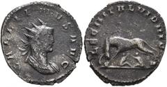 Roman Imperial Gallienus, 253-268. Antoninianus (Billon, 23 mm, 3.08 g, 12 h), Mediolanum, 260-261. GALLIENVS AVG Radiate and cuirassed bust of Gallienus to right. Rev. LEG II ITAL VI P VI F She-wolf 