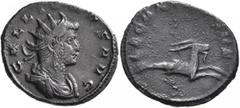 Roman Imperial Gallienus, 253-268. Antoninianus (Bronze, 22 mm, 3.94 g, 11 h), Mediolanum, 260-261. GALLIENVS AVG Radiate, draped and cuirassed bust of Gallienus to right. Rev. LEG IIXX [VII P] VII F 