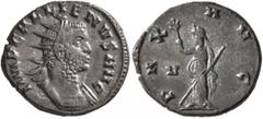 Roman Imperial Gallienus, 253-268. Antoninianus (Silvered bronze, 20 mm, 3.90 g, 6 h), Rome, 260-261. IMP GALLIENVS AVG Radiate and cuirassed bust of Gallienus to right. Rev. PAX AVG Pax standing fron