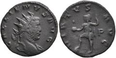 Roman Imperial Gallienus, 253-268. Antoninianus (Bronze, 20 mm, 2.16 g, 5 h), Rome, 260-261. GALLIENVS AVG Radiate bust of Gallienus to right, with slight drapery over his shoulders. Rev. VIRTVS AVG M