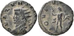 Roman Imperial Gallienus, 253-268. Antoninianus (Bronze, 18 mm, 2.49 g, 7 h), irregular mint, imitating Rome, after 260. GALLIENVS AVG Radiate head of Gallienus to left. Rev. IOVI VLTORI Jupiter stand