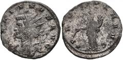 Roman Imperial Gallienus, 253-268. Antoninianus (Silvered bronze, 19 mm, 3.11 g, 5 h), Siscia, 263. GALLIENVS AVG Radiate head of Gallienus to left. Rev. PROVIDEN AVG Providentia standing front, head 