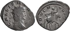 Roman Imperial Gallienus, 253-268. Antoninianus (Silvered bronze, 21 mm, 3.42 g, 6 h), Siscia, 267. GALLIENVS AVG Radiate head of Gallienus to right. Rev. ADVENTVS A[VG] Gallienus on horseback right, 
