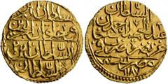 Early Medieval & Islamic ISLAMIC, Ottoman Empire. 'Abd al-Hamid I, AH 1187-1203 / AD 1774-1789. Zeri Mahbub (Gold, 22 mm, 2.59 g, 12 h), Misr, AH 1187 = AD 1774 / RY 2 = AD 1775. Pere 666. Sultan 1368