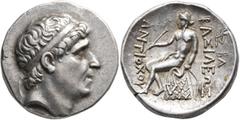 Greek SELEUKID KINGS OF SYRIA. Antiochos II Theos, 261-246 BC. Tetradrachm (Silver, 29 mm, 16.95 g, 11 h), Alexandria in Aria (Artacoana), 261-circa 255. Diademed head of Antiochos I to right. Rev. BA