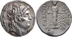 Greek SELEUKID KINGS OF SYRIA. Antiochos VII Euergetes (Sidetes), 138-129 BC. Tetradrachm (Silver, 29 mm, 16.58 g, 1 h), Mallos. Diademed head of Antiochos VII to right; behind, M/A. Rev. [Β]ΑΣΙΛΕΩΣ /