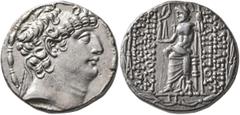 Greek SELEUKID KINGS OF SYRIA. Philip I Philadelphos, circa 95/4-76/5 BC. Tetradrachm (Silver, 26 mm, 16.00 g, 12 h), Antiochia on the Orontes, after 88/7. Diademed head of Philip I to right. Rev. [B]