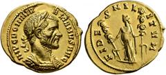 Roman Imperial Aurelian, 270-275. Aureus (Gold, 21 mm, 5.52 g, 7 h), Rome, October-December 270. IMP C DOM AVRELIANVS AVG Laureate and cuirassed bust of Aurelian to right, wearing aegis on his left sh