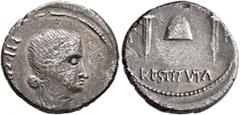 Civil War 68-69 AD Forces of Galba in Spain. Anonymous, 3 April-2nd half of June 68. Denarius (Silver, 17 mm, 3.01 g, 5 h), uncertain mint in Spain. Group I. LIBER[TAS] Draped bust of Libertas to righ
