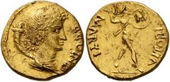 Civil War 68-69 AD Forces of Galba in Spain. Anonymous, 3 April-2nd half of June 68. Aureus (Gold, 18 mm, 7.39 g, 6 h), uncertain mint in Spain. Group I. GENIO P R Draped youthful bust of the Genius o