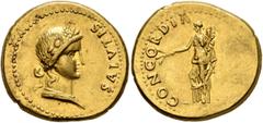 Civil War 68-69 AD Forces of Galba in Spain. Anonymous, 3 April-2nd half of June 68. Aureus (Gold, 20 mm, 7.23 g, 5 h), uncertain mint in Spain. Group VI. SALVTIS Draped bust of Salus to right, wearin