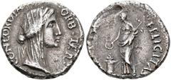 Civil War 68-69 AD Forces of Galba in Spain. Anonymous, 3 April-2nd half of June 68. Denarius (Silver, 17 mm, 3.43 g, 6 h), uncertain mint in Spain. Group VII. CONCORDIA•ORB•TER• Diademed, veiled and 