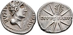 Civil War 68-69 AD Forces of Galba in Spain. In the name of Augustus, 27 BC-AD 14. Denarius (Silver, 17 mm, 3.35 g, 4 h), uncertain mint in Spain. Group A.I, 3 April-2nd half of June 68. CAESAR AVGV[S
