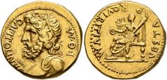 Civil War 68-69 AD Forces of Vitellius in Gaul and in the Rhine Valley. Anonymous, January/February-mid April 69. Aureus (Gold, 18 mm, 7.51 g, 7 h), Lugdunum. 'Jupiter-Vesta Group'. I•O•M CAPITOLINVS 