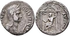 Civil War 68-69 AD Forces of Vitellius in Gaul and in the Rhine Valley. Anonymous, 2 January-19 April 69. Denarius (Silver, 17 mm, 3.19 g, 6 h), Lugdunum. 'Jupiter-Vesta Group'. [V]ESTA P R QVIRITIVM 