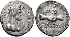 Civil War 68-69 AD Forces of Vitellius in Gaul and in the Rhine Valley. Anonymous, 2 January-19 April 69. Denarius (Silver, 19 mm, 3.34 g, 6 h), uncertain mint in Gaul or in the Rhine Valley. 'Plated 