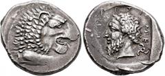 Greek DYNASTS OF LYCIA. Mithrapata, circa 390-370 BC. Stater (Silver, 24 mm, 9.85 g, 10 h), uncertain mint (Zagaba or Phellos?). Forepart of a roaring lion to right. Rev. 𐊎𐊆-[𐊉]𐊕𐊀-𐊓𐊀𐊗𐊀 ('mith