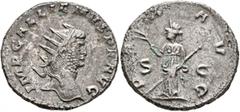 Roman Imperial Gallienus, 253-268. 'Dupondius' (Billon, 23 mm, 6.98 g, 12 h), Rome, 262. IMP GALLIENVS P F AVG Radiate head of Gallienus to right. Rev. PAX AVG / S - C Pax standing front, head to left