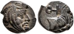 Greek IONIA. Achaemenid Period. Spithridates, satrap of Lydia and Ionia, circa 334 BC. Chalkous (Bronze, 10 mm, 1.18 g, 3 h). Head of Spithridates to right, wearing Satrapal headdress. Rev. [ΣΠ-I] For