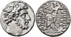 Greek SELEUKID KINGS OF SYRIA. Demetrios III Eukairos, 97/6-88/7 BC. Tetradrachm (Silver, 26 mm, 15.64 g, 1 h), Antiochia on the Orontes, perhaps 88/7. Diademed head of Demetrios III to right. Rev. [B