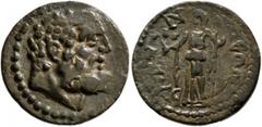 Roman Provincial LYDIA. Blaundus. Pseudo-autonomous issue. Assarion (Bronze, 18 mm, 3.44 g, 7 h), time of Valerian I and Gallienus, 253-260. Head of Herakles to right. Rev. ΒΛΑΥΝΔЄΩΝ Demeter standing 