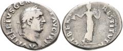 Roman Imperial Vitellius, 69. Denarius (Silver, 20 mm, 3.16 g, 6 h), Rome, late April-20 December 69. A VITELLIVS GER[M IM]P AVG TR P Laureate head of Vitellius to right. Rev. LIBERTAS RESTITVTA Liber