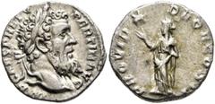 Roman Imperial Pertinax, 193. Denarius (Silver, 17 mm, 3.13 g, 12 h), Rome. IMP CAES P HELV PERTIN AVG Laureate head of Pertinax to right. Rev. PROVID DEOR COS II Providentia standing front, head to l
