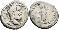 Roman Imperial Pertinax, 193. Denarius (Silver, 18 mm, 2.91 g, 1 h), Rome. IMP CAES P HELV PERTIN AVG Laureate head of Pertinax to right. Rev. VOT DECEN TR P COS II Pertinax, togate and veiled, standi