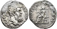 Roman Imperial Pertinax, 193. Denarius (Silver, 18 mm, 2.71 g, 12 h), Rome. IMP CAE[S P HELV] PERTIN AVG Laureate head of Pertinax to right. Rev. OPI DIVIN TR P COS II Ops seated left, holding two gra