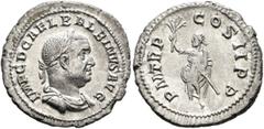 Roman Imperial Balbinus, 238. Denarius (Silver, 20 mm, 2.79 g, 6 h), Rome, circa April-June 238. IMP C D CAEL BALBINVS AVG Laureate, draped and cuirassed bust of Balbinus to right. Rev. P M TR P COS I