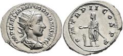 Roman Imperial Gordian III, 238-244. Antoninianus (Silver, 25 mm, 3.50 g, 1 h), Rome, 239-240. IMP CAES M ANT GORDIANVS AVG Radiate, draped and cuirassed bust of Gordian III to right, seen from behind