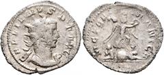 Roman Imperial Gallienus, 253-268. Antoninianus (Silver, 23 mm, 2.25 g, 6 h), Cologne, 257-258. GALLIENVS•P•F•AVG Radiate and cuirassed bust of Gallienus to right. Rev. VICT GERMANICA Victory standing