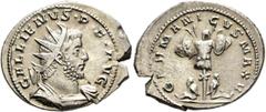 Roman Imperial Gallienus, 253-268. Antoninianus (Silver, 24 mm, 3.18 g, 12 h), Cologne, 257-258. GALLIENVS•P•F•AVG Radiate and cuirassed bust of Gallienus to right. Rev. GERMANICVS MAX V Trophy betwee