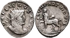 Roman Imperial Gallienus, 253-268. Antoninianus (Billon, 21 mm, 3.72 g, 12 h), Mediolanum, 260-261. GALLIENVS AVG Radiate and cuirassed bust of Gallienus to right. Rev. LEG II PART VI P VI F Centaur a