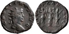 Roman Imperial Gallienus, 253-268. Antoninianus (Bronze, 20 mm, 3.17 g, 5 h), Rome, 260-261. GALLIENVS AVG Radiate head of Gallienus to right. Rev. VICT GAL AVG Three Victories standing front, head to