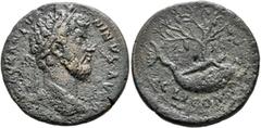 Roman Provincial CORINTHIA. Corinth. Marcus Aurelius, 161-180. Diassarion (Bronze, 26 mm, 10.16 g, 12 h). M AVR ANTONINVS AVG Laureate head of Marcus Aurelius to right. Rev. C L I COR Melikertes-Palai
