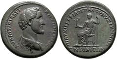 Roman Provincial MYSIA. Cyzicus. Antoninus Pius, 138-161. Hexassarion (Orichalcum, 34 mm, 25.61 g, 7 h), Philographes, archiereus, circa 147-161. AY KAI TI AI AΔPI ANTΩNEINOC Bare-headed and draped bu