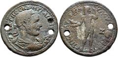 Roman Provincial AEOLIS. Aegae. Trajan Decius, 249-251. Medallion (Bronze, 40 mm, 38.08 g, 12 h), M. Aur. Paulos, strategos. ΑΥΤ Κ Γ ΜЄϹ ΚΥΙΝ ΤΡΑΙΑΝΟϹ ΔЄΚ/ΙΟϹ Laureate, draped and cuirassed bust of Tr