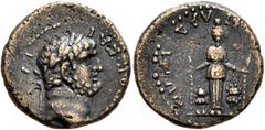 Roman Provincial LYDIA. Philadelphia. Titus, as Caesar, 69-79. Assarion (Bronze, 18 mm, 3.24 g, 12 h). TITOC KAICAP Laureate head of Titus to right. Rev. [ΦΛΑΒΙΩΝ] ΦΙΛΑΔΕΛΦΕΩΝ Female cult statue (of A