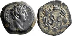 Roman Provincial SYRIA, Seleucis and Pieria. Antioch. Otho, 69. 'As' (Bronze, 26 mm, 10.62 g, 2 h). IMP M [OTHO CAE] AVG Laureate head of Otho to right. Rev. Large S•C within laurel wreath. McAlee 322