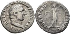 Roman Imperial Vitellius, 69. Denarius (Silver, 19 mm, 2.52 g, 6 h), Rome, late April-20 December 69. A VITELLIVS GERM IMP AVG TR P Laureate head of Vitellius to right. Rev. LIBERTAS RESTITVTA Liberta