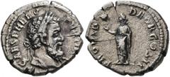 Roman Imperial Pertinax, 193. Denarius (Silver, 18 mm, 2.81 g, 12 h), Rome. IMP CAES P HELV PERTIN [AVG] Laureate head of Pertinax to right. Rev. PROVID DEOR COS II Providentia standing front, head to