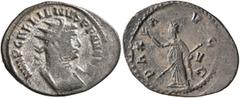 Roman Imperial Gallienus, 253-268. Antoninianus (Silvered bronze, 25 mm, 2.81 g, 4 h), Rome, 257. IMP GALLIENVS P F AVG G M Radiate and cuirassed bust of Gallienus to right. Rev. PAX AVGG Pax standing